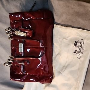 Coach patent leather burgundy red bag